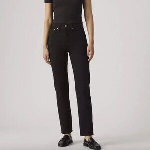 Levi's Wedgie Straight High Rise Denim Jeans Pants Black Sprout Size 27